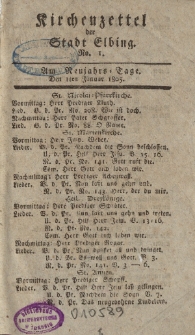 Kirchenzettel der Stadt Elbing, Nr. 1, 1 Januar 1805