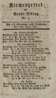 Kirchenzettel der Stadt Elbing, Nr. 3, 13 Januar 1805