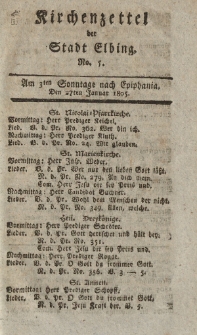 Kirchenzettel der Stadt Elbing, Nr. 5, 27 Januar 1805