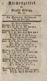 Kirchenzettel der Stadt Elbing, Nr. 15, 7 April 1805