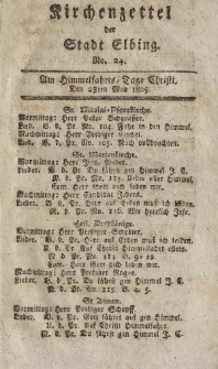 Kirchenzettel der Stadt Elbing, Nr. 24, 23 Mai 1805