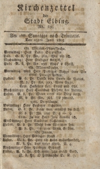 Kirchenzettel der Stadt Elbing, Nr. 29, 23 Juni 1805