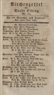 Kirchenzettel der Stadt Elbing, Nr. 30, 3 Juli 1805