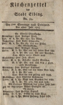 Kirchenzettel der Stadt Elbing, Nr. 34, 28 Juli 1805