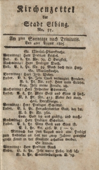 Kirchenzettel der Stadt Elbing, Nr. 35, 4 August 1805