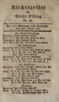 Kirchenzettel der Stadt Elbing, Nr. 38, 25 August 1805