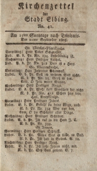 Kirchenzettel der Stadt Elbing, Nr. 42, 22 September 1805
