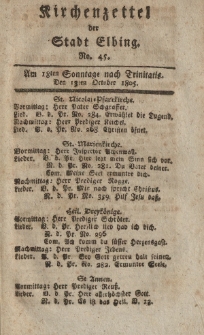 Kirchenzettel der Stadt Elbing, Nr. 45, 13 Oktober 1805
