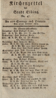 Kirchenzettel der Stadt Elbing, Nr. 47, 27 Oktober 1805