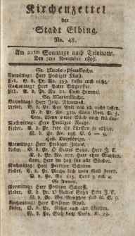 Kirchenzettel der Stadt Elbing, Nr. 48, 3 November 1805