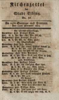 Kirchenzettel der Stadt Elbing, Nr. 50, 17 November 1805