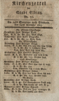 Kirchenzettel der Stadt Elbing, Nr. 51, 24 November 1805