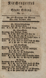 Kirchenzettel der Stadt Elbing, Nr. 55, 22 Dezember 1805