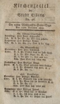 Kirchenzettel der Stadt Elbing, Nr. 56, 25 Dezember 1805
