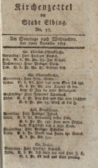 Kirchenzettel der Stadt Elbing, Nr. 57, 29 Dezember 1805