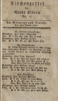 Kirchenzettel der Stadt Elbing, Nr. 2, 5 Januar 1806