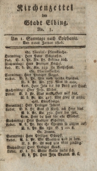 Kirchenzettel der Stadt Elbing, Nr. 3, 12 Januar 1806