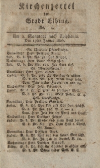Kirchenzettel der Stadt Elbing, Nr. 4, 19 Januar 1806