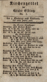 Kirchenzettel der Stadt Elbing, Nr. 5, 26 Januar 1806