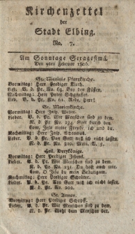 Kirchenzettel der Stadt Elbing, Nr. 7, 9 Februar 1806