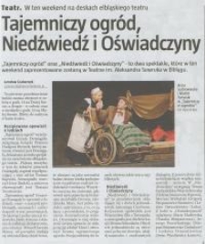 Tajemniczy ogród, Niedźwiedź i Oświadczyny - wycinek prasowy