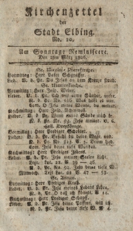 Kirchenzettel der Stadt Elbing, Nr. 10, 2 März 1806