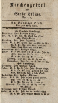 Kirchenzettel der Stadt Elbing, Nr. 11, 9 März 1806