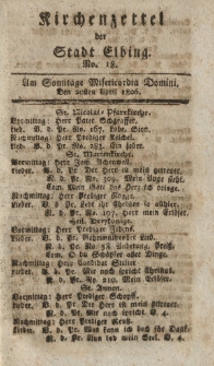Kirchenzettel der Stadt Elbing, Nr. 18, 20 April 1806