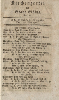Kirchenzettel der Stadt Elbing, Nr. 22, 11 Mai 1806