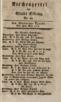 Kirchenzettel der Stadt Elbing, Nr. 24, 18 Mai 1806