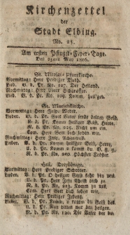 Kirchenzettel der Stadt Elbing, Nr. 25, 25 Mai 1806