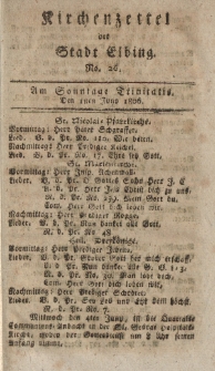 Kirchenzettel der Stadt Elbing, Nr. 26, 1 Juni 1806
