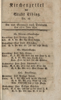Kirchenzettel der Stadt Elbing, Nr. 28, 15 Juni 1806