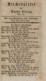 Kirchenzettel der Stadt Elbing, Nr. 30, 29 Juni 1806