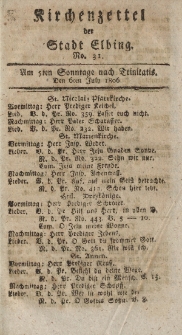 Kirchenzettel der Stadt Elbing, Nr. 31, 6 Juli 1806