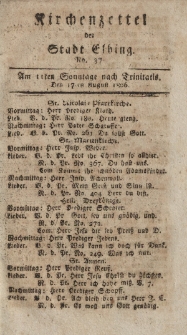 Kirchenzettel der Stadt Elbing, Nr. 37, 17 August 1806