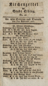 Kirchenzettel der Stadt Elbing, Nr. 40, 7 September 1806