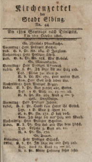 Kirchenzettel der Stadt Elbing, Nr. 44, 5 Oktober 1806