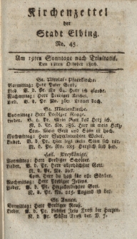 Kirchenzettel der Stadt Elbing, Nr. 45, 12 Oktober 1806