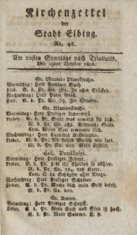 Kirchenzettel der Stadt Elbing, Nr. 46, 19 Oktober 1806