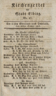 Kirchenzettel der Stadt Elbing, Nr. 47, 26 Oktober 1806