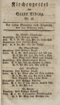 Kirchenzettel der Stadt Elbing, Nr. 48, 2 November 1806