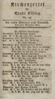 Kirchenzettel der Stadt Elbing, Nr. 49, 9 November 1806