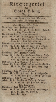 Kirchenzettel der Stadt Elbing, Nr. 52, 30 November 1806
