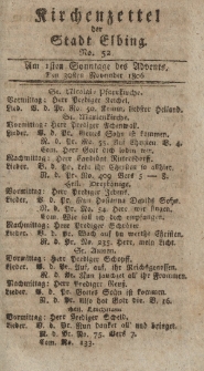 Kirchenzettel der Stadt Elbing, Nr. 52, 30 November 1806
