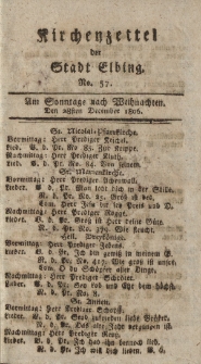 Kirchenzettel der Stadt Elbing, Nr. 57, 28 Dezember 1806