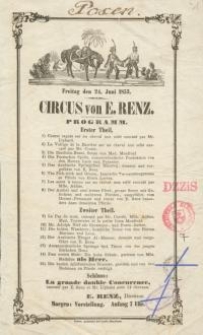 Bestandteil Nr. 1 der Nitschmanns Sammlungen: Circus von E. Renz : Programm