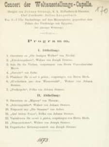 Bestandteil Nr. 170 der Nitschmanns Sammlungen : Concert der Weltausstellungs-Capelle : Programm
