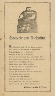 Pozycja nr 103 kolekcji Henryka Nitschmanna : Souvenir vom Riesenkind
