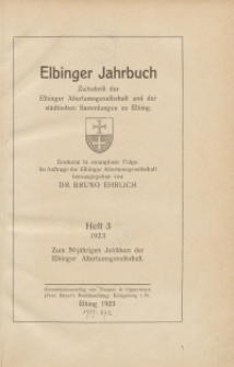 Elbinger Jahrbuch, 1923, H. 3
